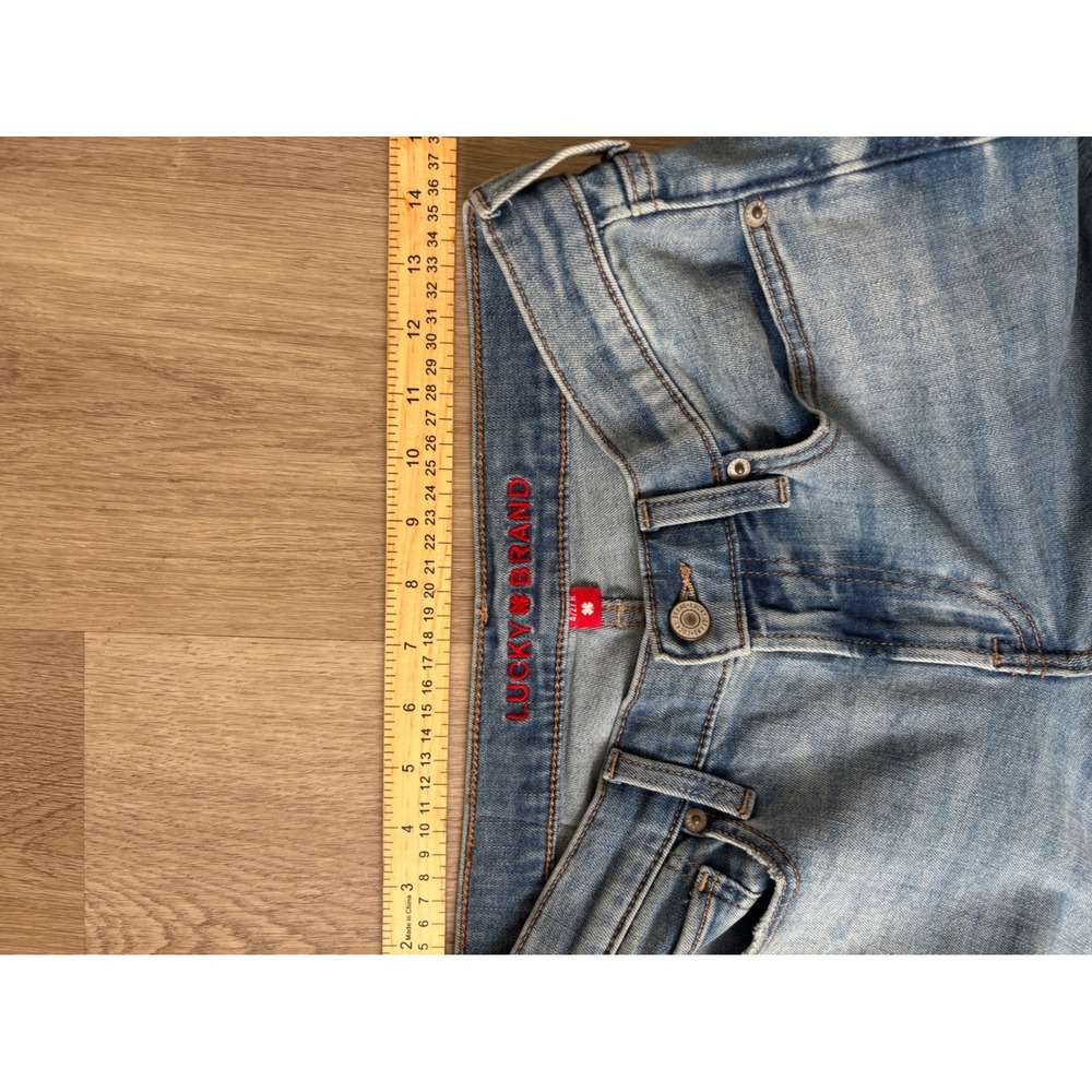 Lucky Brand Straight Leg Jeans Light Wash Raw Hem Blue Denim Size 4/27 R - Picture 4 of 5